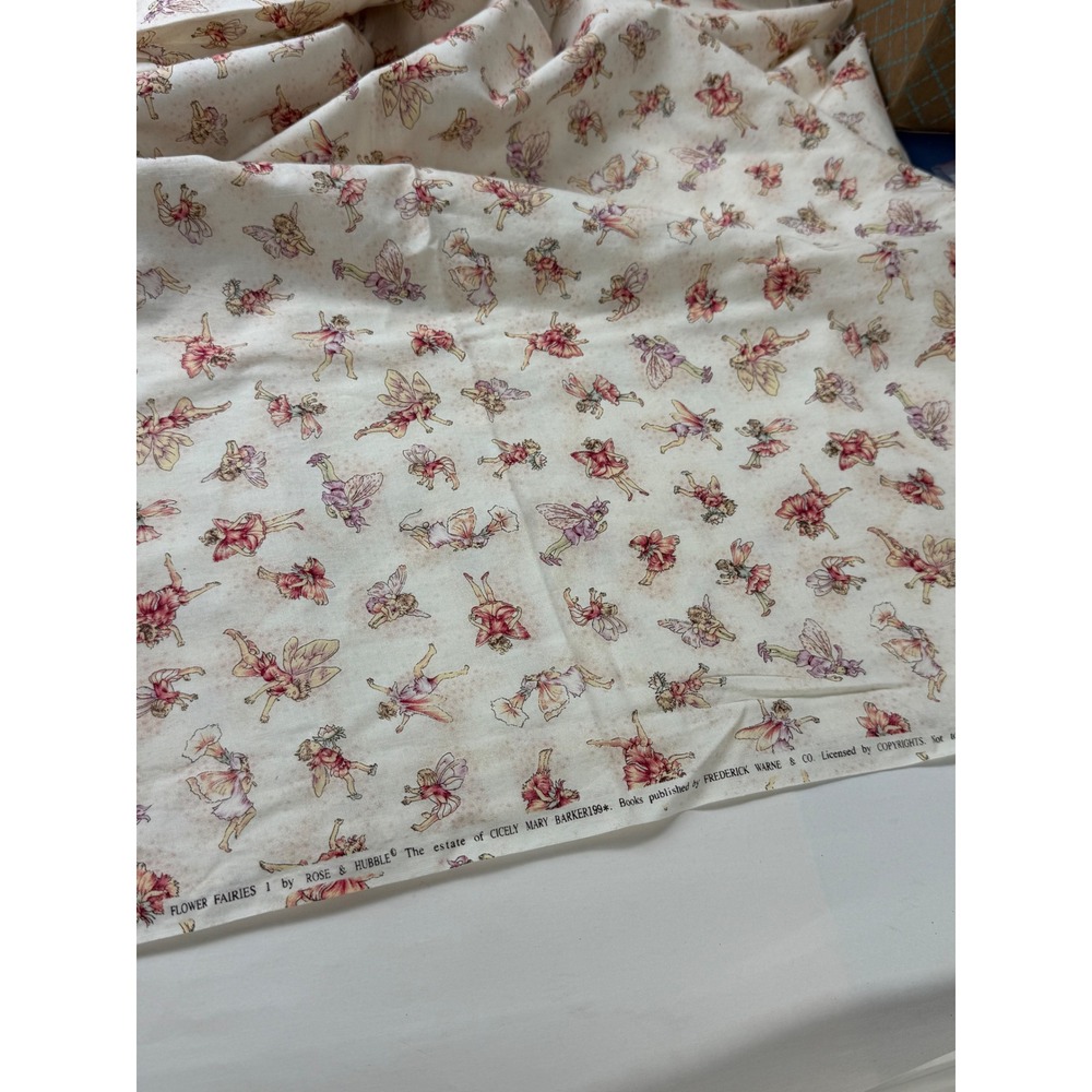 Vintage Rare Flower Fairies Rose Hubble Cicely Mary Barker Fabric 2 Yards